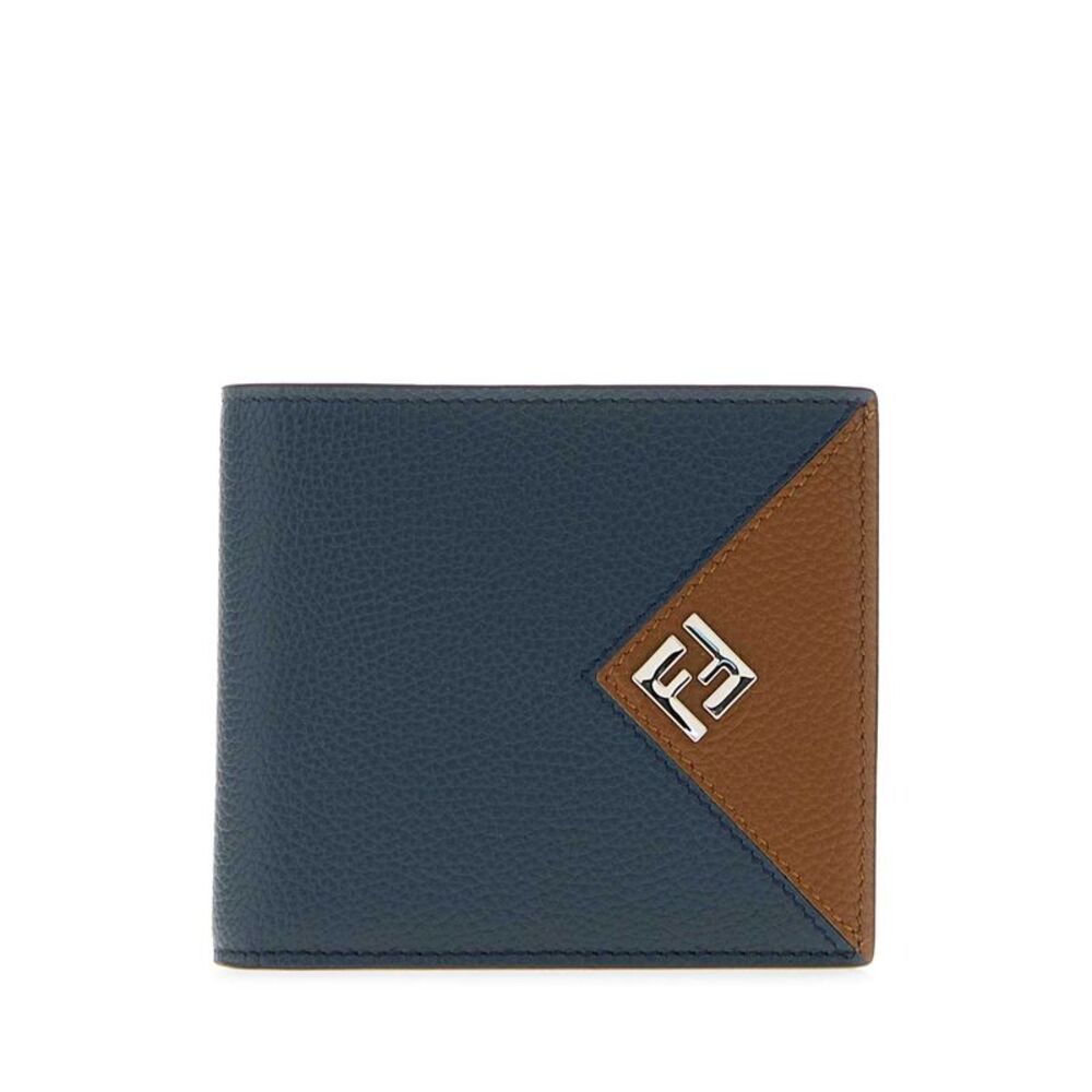 Fendi Men Navy Blue Leather Fendi Lui Wallet